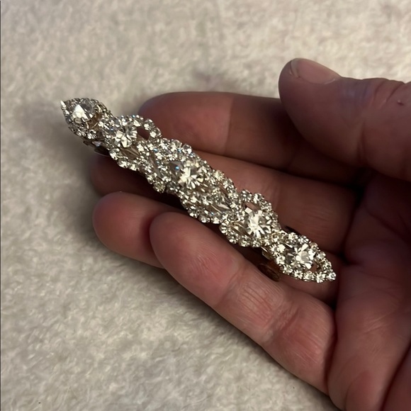 Vintage Rhinestone Barrette – Silver-Tone Sparkle Hair Clip - Picture 2 of 4